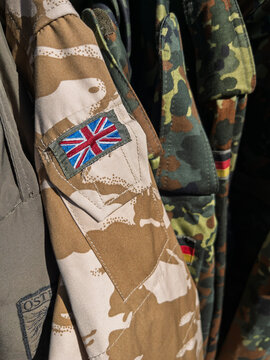 British and German Military Camouflage Uniforms Display
