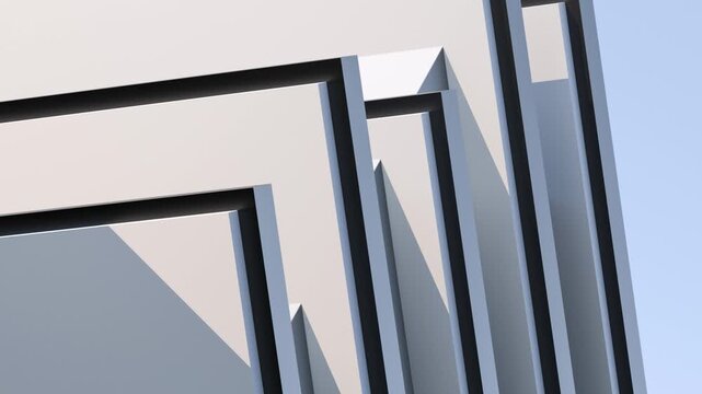 Minimalist architectural design, sci-fi structures, a house on the horizon. Abstract building design, futuristic architectural style, animation. 3D render