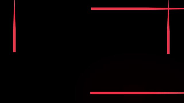 Neon red lines intersect across a deep black background to create minimal geometric compositions.