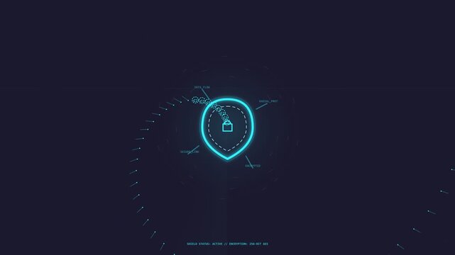 Data Protection Shield Digital Security HUD Interface