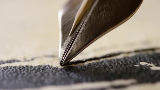 Fountain pen nib writing dark ink lines across paper in an extreme macro view. Publishing promotion, literary project introductions, and stationery advertising.