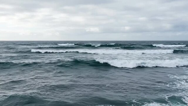 Majestic sea waves rolling and breaking with white foam