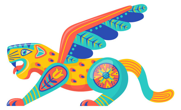 Fantasy animal spirit in mexican native ornate style