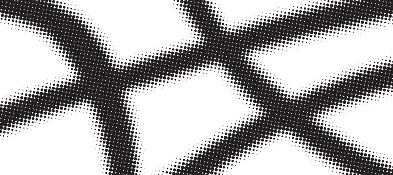 Monochrome Abstract Halftone Intersecting Lines Pattern Vector Background