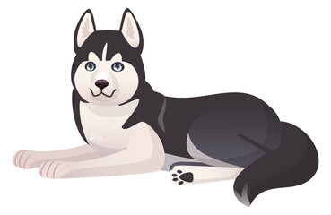 Laying husky cartoon mascot. Cute pet dog © ssstocker