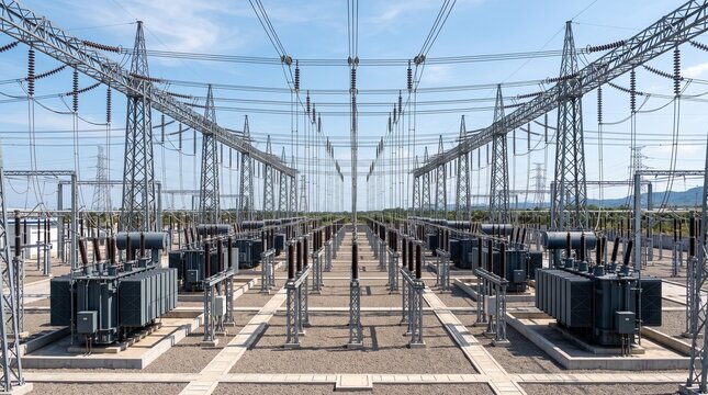 Modern Electric Power Substation and High Voltage Grid Infrastructure