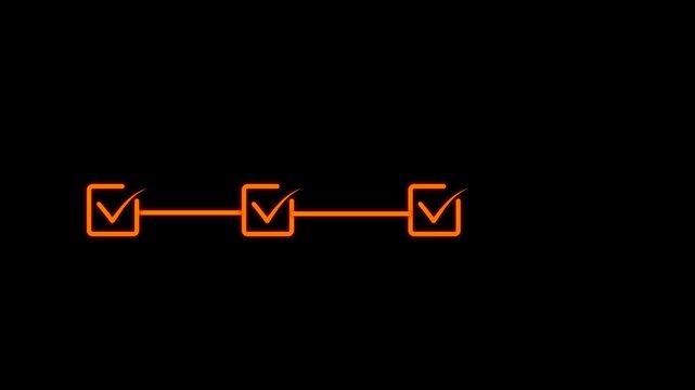 4 step infographic process with check mark icon. infographic step by step process icon animation on black background, step process success with check marks. Step-by-Step Guide