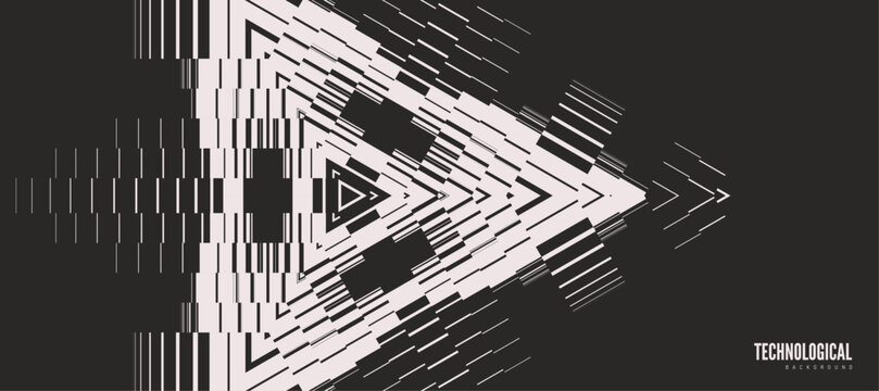 The geometric pattern forms a symmetrical triangle in the center. Overlay effect. Abstract lines create a dynamic image. Illustration for brochure, poster, cover, card, presentation, flyer or banner.