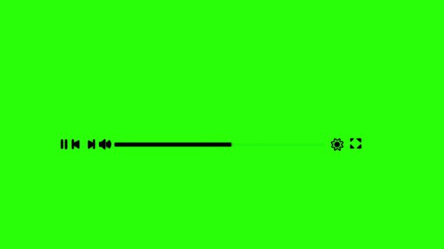 Audio music player timeline bar moving with track animation on green background, One minute music player animation multimedia concept, Media player template, Music player timeline bar video animation