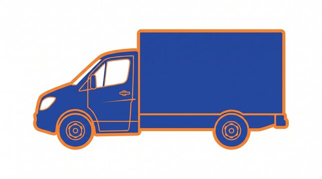 Blue delivery truck icon isolated on white background