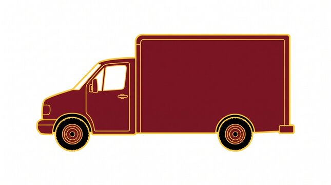 Red delivery truck icon isolated on white background
