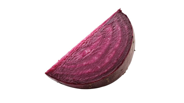 Single clean slice of raw purple beetroot vegetable isolated on transparent background