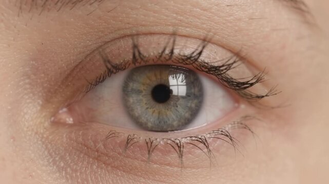 Woman's Eye and Natural Lashes Macro Close-Up &ndash; Beauty and Eye Care Video