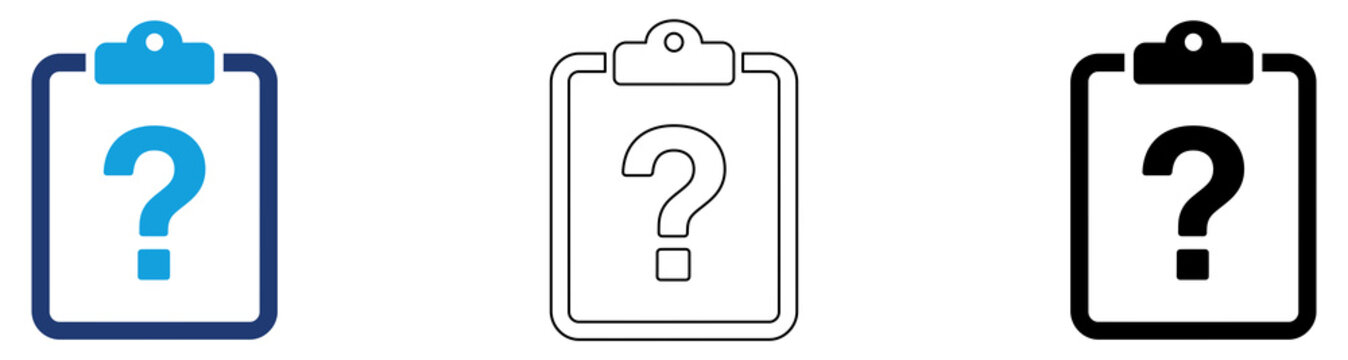 Multicolor Help Checklist Icon Set with Filled and Outline Styles for Support Requests Information Forms Customer Assistance and Inquiry Management Isolated on Transparent Background