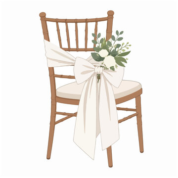 Chiavari Chair Decorated with White Bow and Floral Greenery