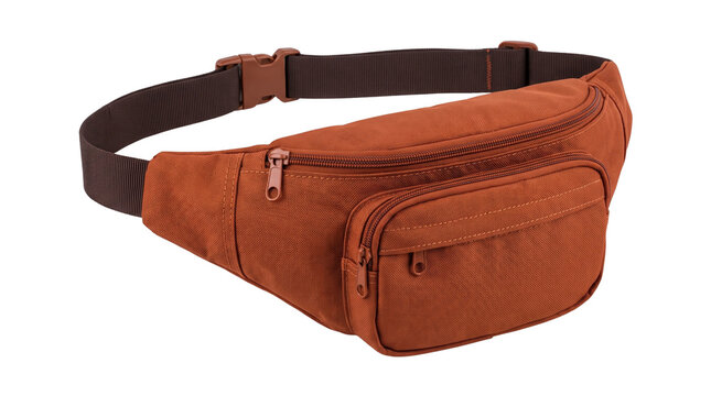 Rust orange fanny pack waist bag isolated on transparent background png