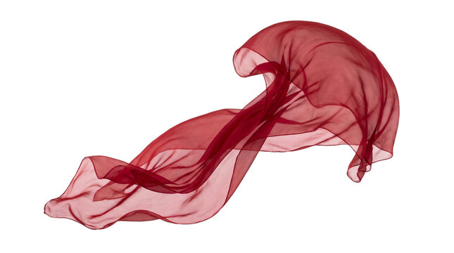 flowing red silk fabric fluttering isolated on transparent background png