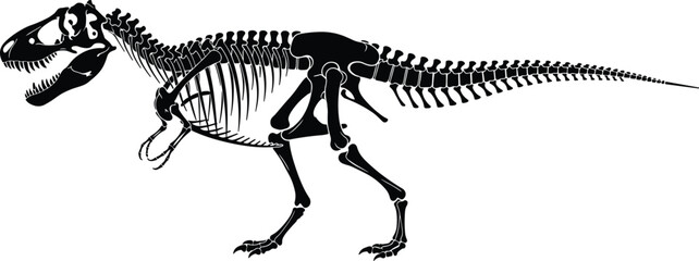 Dinosaur skeleton icon set featuring, 'illustration' tyrannosaurus rex bones, prehistoric fossil wildlife vector design. © Marjana