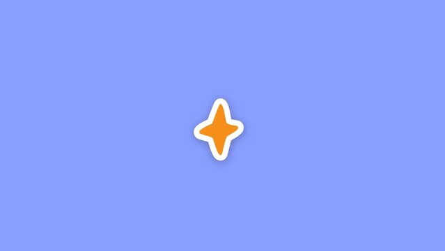 Eco Friendly Sticker / Orange Four Pointed Sparkle, Sticker Pop Up for Product Highlights, Sale Announcements and Cheerful Social Media Videos / Horizontal / Part 29