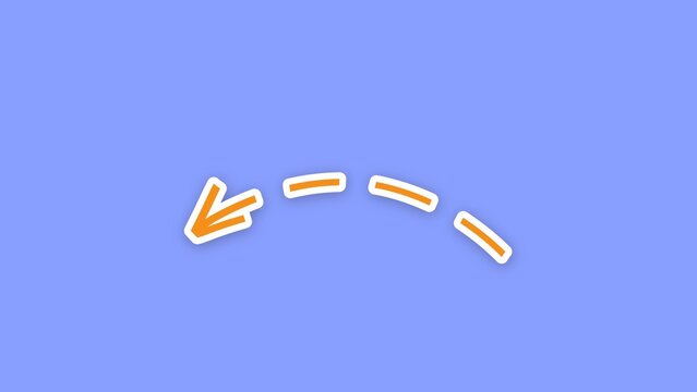 Eco Friendly Sticker / Orange Dashed Curved Arrow, Sticker Reveal for Pointing Direction in Tutorials, Explainers, Route Maps and Social Media Videos / Horizontal / Part 23