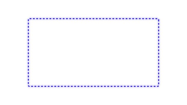 A dashed blue rectangular outline on a plain white background, creating a simple border or frame for content 4k animation