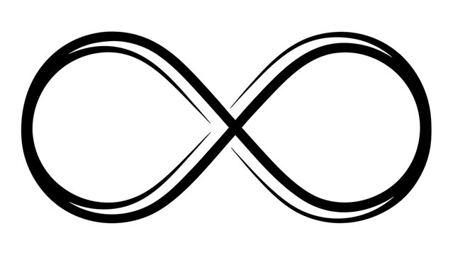 Black ink infinity symbol hand drawn brush stroke illustration