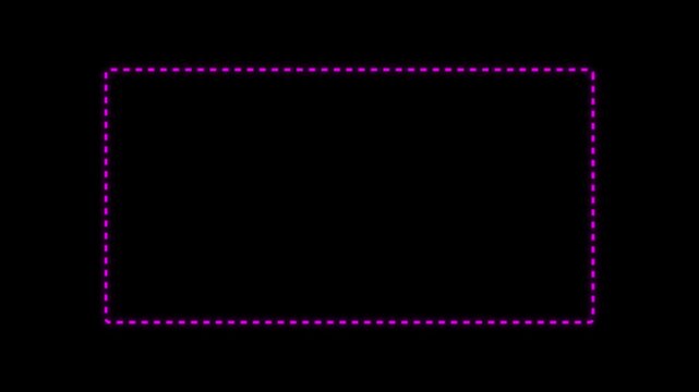 A dashed pink rectangular outline on a plain black background, creating a simple border or frame for content 4k animation