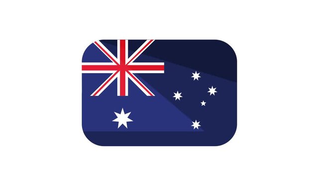 Animated australian flag displayed with rounded corners and simple shadow on white background