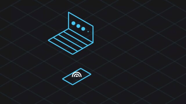 Isometric Digital Cyber Shield Security Flow