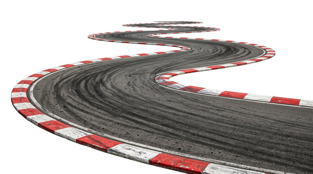 Curving Asphalt Race Track with Tire Skid Marks