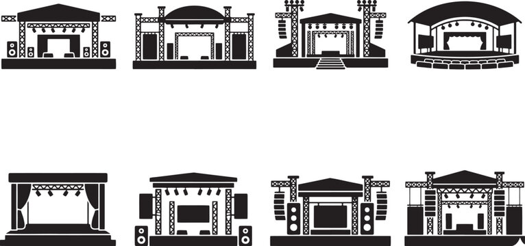 Outdoor theater music concert and opera festival stage setups