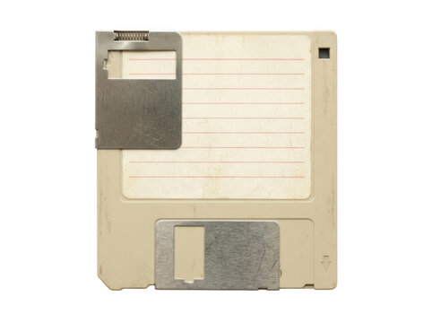 Old vintage computer floppy disk isolated on transparent background
