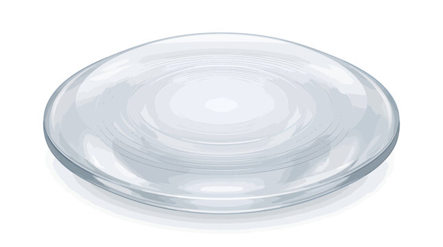 Empty clear glass plate vector illustration on white background