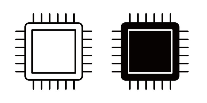 AI chip icon illustrated in stroke, fill, and color variations, isolated on a white background. Ideal for artificial intelligence, machine learning, smart technology, processors, automation, robotics,