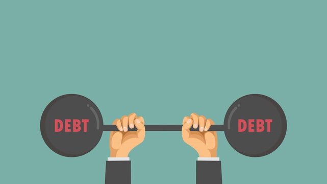 debt burden video animation flat concept