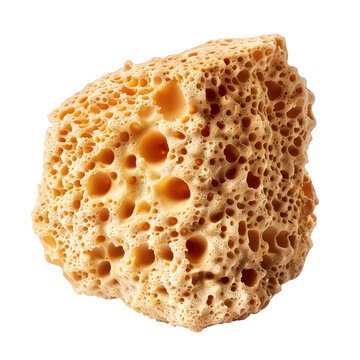 Honeycomb candy chunk isolated studio shot featuring golden sweet crunchy confectionary dessert texture on transparent background