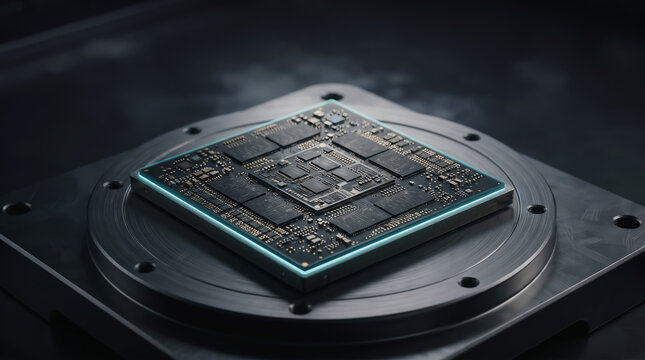 Advanced microchip processor semiconductor technology motherboard hardware engineering digital electronics computer system central processing unit micro circuit component futuristic machine electronic