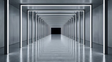 Fototapeta premium Futuristic glowing corridor tunnel