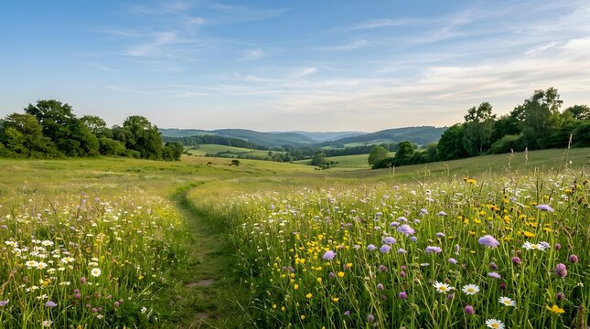 Wildflower meadow in english countryside