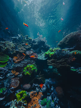 Ethereal translucent jellyfish drifting gracefully through deep blue water
