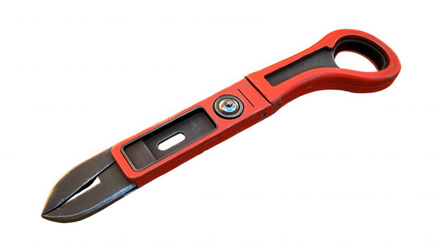 Red metal wire cutter tool with blades positioned transparent on transparent background