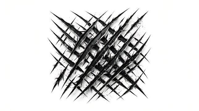 Animal claw scratches gouges black grunge graphic asset isolated on white background