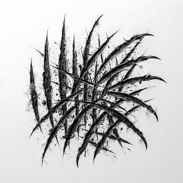 Claw scratch marks aggressive slash torn paper graphic illustration dark black texture on white background