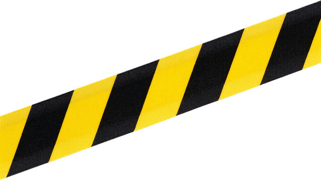 Yellow and black striped caution tape, isolated on transparent background