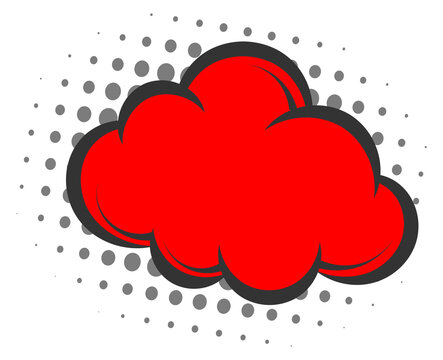 Red cartoon speech balloon template. Comic cloud
