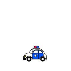 Cute Blue Police Car Doodle - Minimalist Police Vehicle Illustration © Ilham