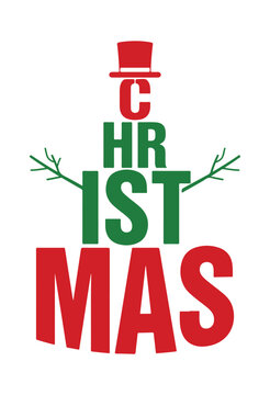 Festive christmas typography with hat and text reading christmas in bold colors