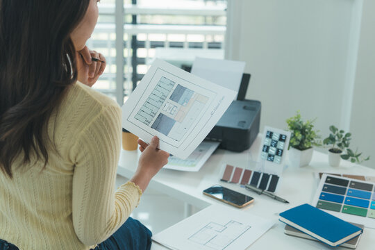 Architect could develop a concept for the design house in modern office.