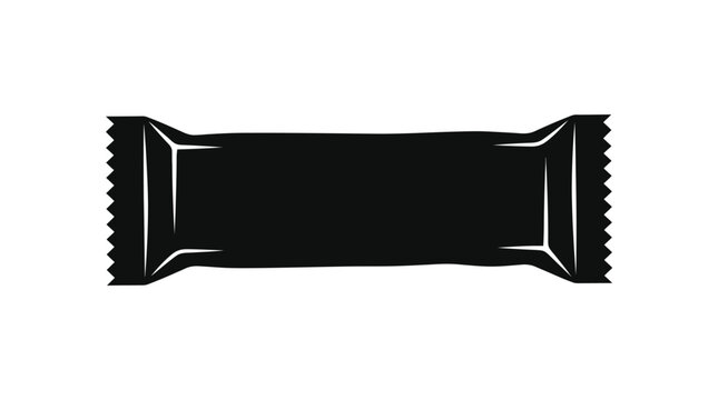 Black silhouette of a rectangular candy bar wrapper on a white background