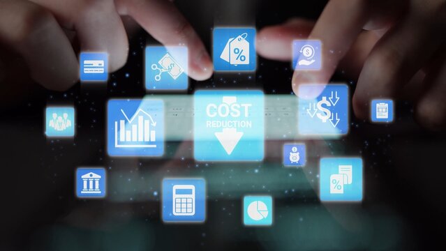Cost reduction and cost saving through digital transformation, business cost optimization, operational cost reduction, financial savings, and resource efficiency strategy for business success. Funnel